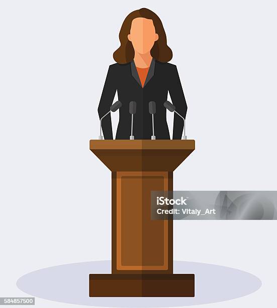 Vector Illustration Politicienne Prononcezvous Vecteurs libres de droits et plus d'images vectorielles de Homme politique - Homme politique, Gouvernement, Politique