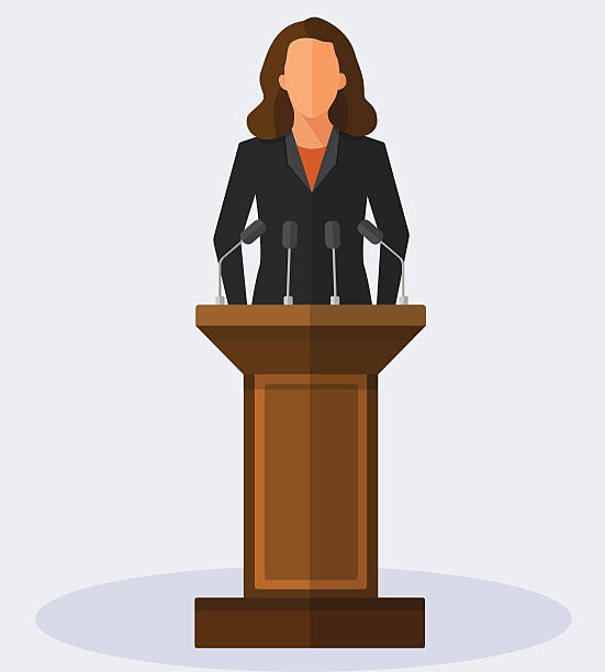 ilustrações, clipart, desenhos animados e ícones de ilustração vetorial política mulher dando discurso - politician