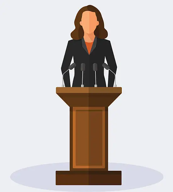 Vector illustration of Vector Illustration Politician Woman Giving Speech