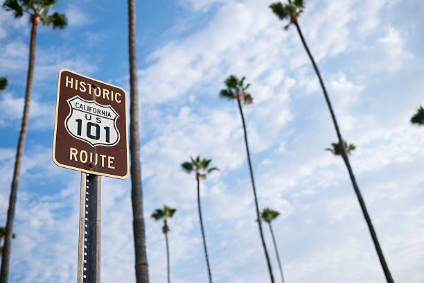 Remote dirt road and road sign in Baja California, Mexico.