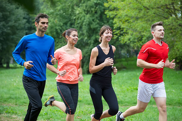 istock Young people training in the park 584861544