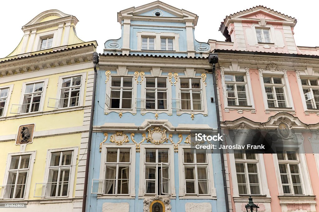 Colorful houses in Prague (Czech Republic) Front view of colorful houses in the historic center of Prague. Architecture Stock Photo