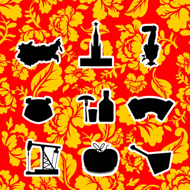 istock Russia symbol set. Russian national sign painted Khokhloma. Stat 584863372
