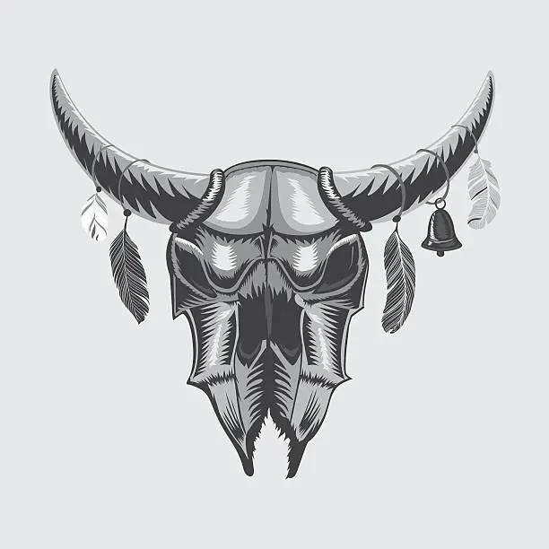 Vector illustration of Bull skull isolated on white. Ethnic sign