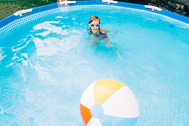 istock Little girl in swimming pool 584868030