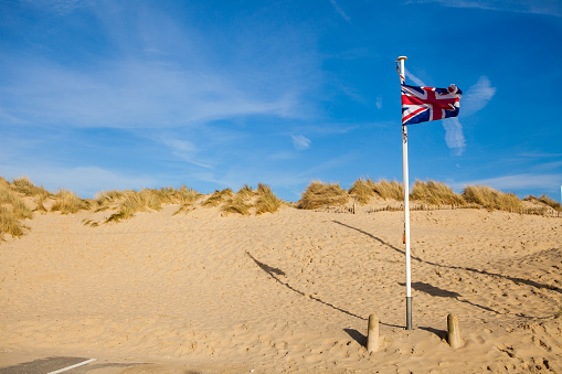 Beach at the village of Camber near Rye, East Sussex, England.