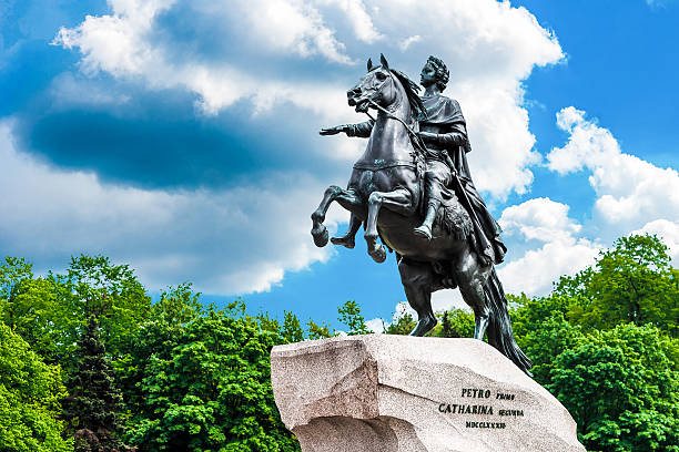 istock Bronze horseman in summer 584871872