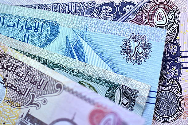 Close up Dirhams currency, United Arab Emirates Close up Dirhams currency, United Arab Emirates moroccan currency photos stock pictures, royalty-free photos & images