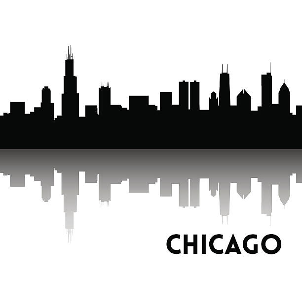 Chicago skyline silhouette Vector black silhouette of Chicago skyline. Downtown with skyscrapers. Illinois, USA. chicago stock illustrations