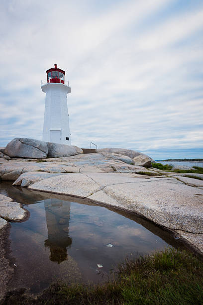 istock Lighthouse's reflection in the water at Peggy's Cove. 584879316