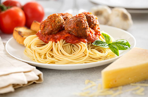 Spaghetti and Meatballs Plate with Cheese