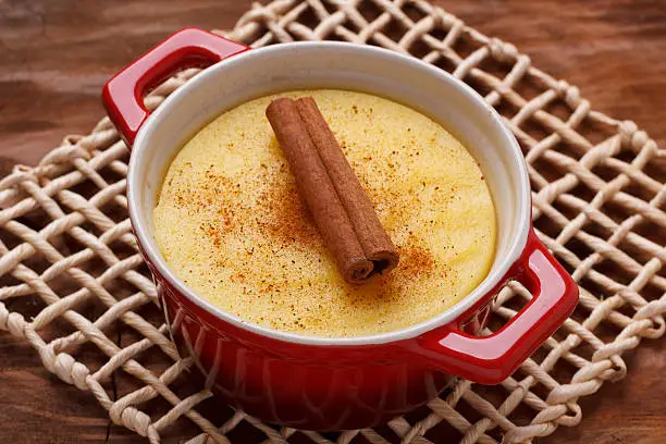 Photo of Brazilian sweet custard-like dessert curau de milho mousse of co