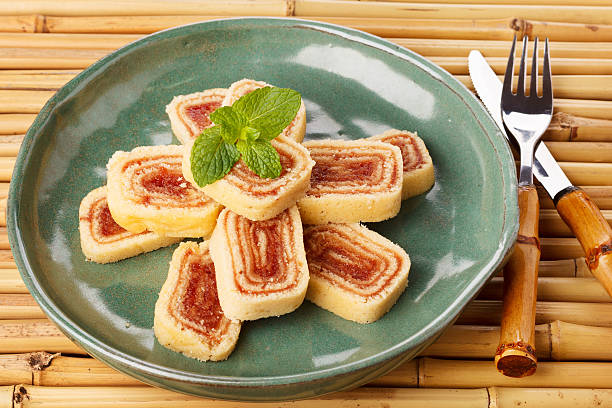 istock Bolo de rolo (swiss roll, roll cake) Brazilian dessert 584883690