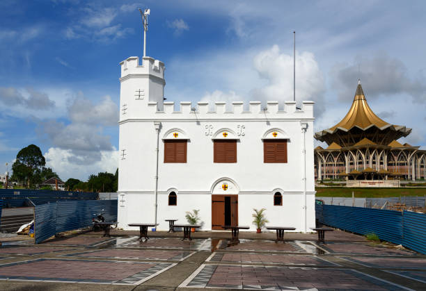 Square Tower at Waterfront in Kuching Kuching, Malaysia  - December 29, 2015: Square Tower at Waterfront in Kuching. Sarawak. Malaysia. Borneo kuching waterfront stock pictures, royalty-free photos & images