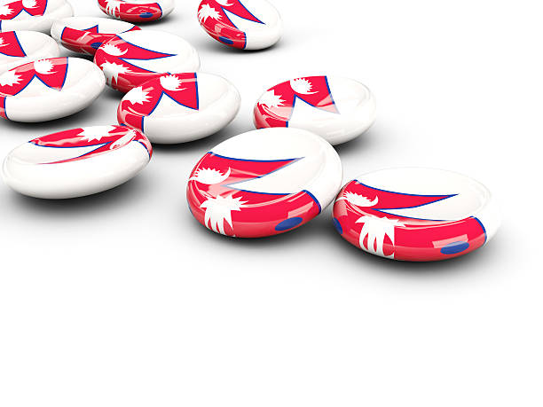 istock Flag of nepal, round buttons 584884210