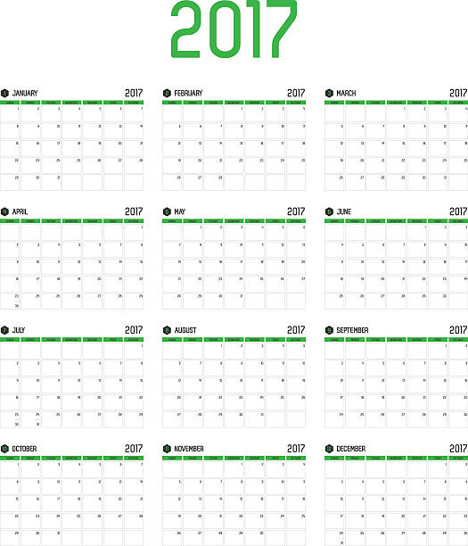 2017 Calendar Printable Portrait - Vector Of Calendar 2017 New Year 12 Month Calendar Set 