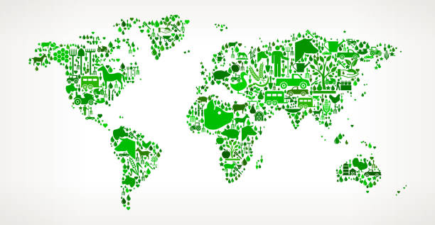 World Map Farming and Agriculture Green Icon Pattern World Map Farming and Agriculture Green Icon Pattern . The green vector icons create a seamless pattern and include popular farming and agriculture. Farm house, farm animals, fruits and vegetables are among the icons used in this file. The icons are carefully arranged on a light background and vary in size and shades of green color. pig farmer china stock illustrations