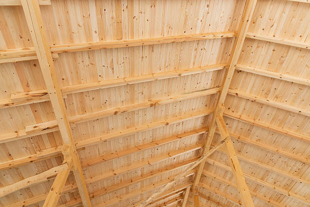 istock Wooden roof under construction 584887888