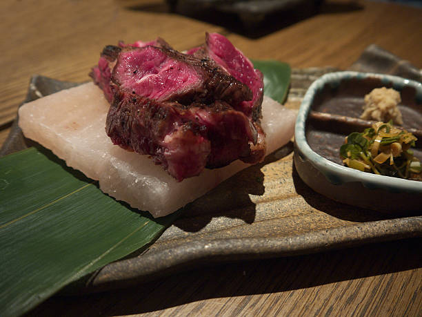 istock Japanese beef on stone salt plate 584892540