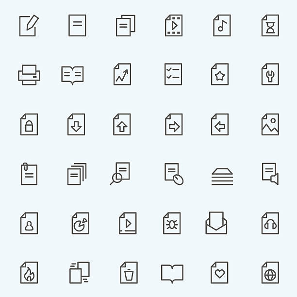 Document icons. Document icons, simple and thin line design movie sound clips stock illustrations