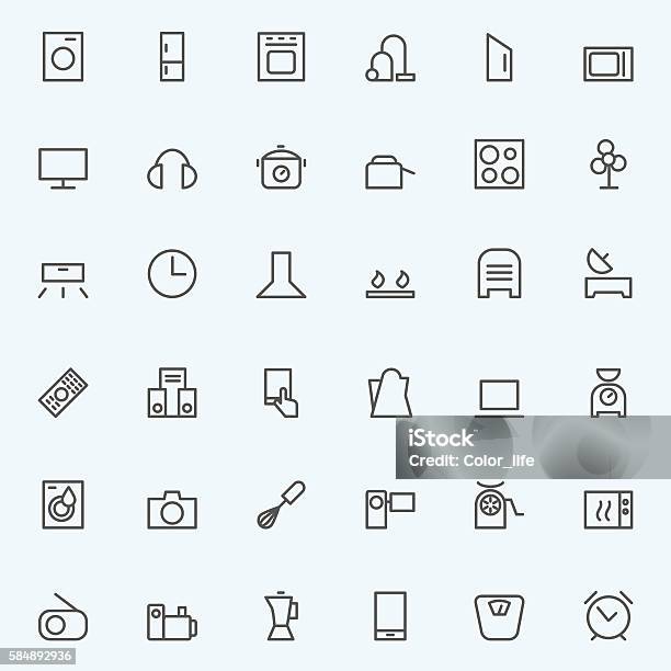 Set Of Household Appliances Icons Stock Illustration - Download Image Now - Microwave, Blender, Brand Name Video Game