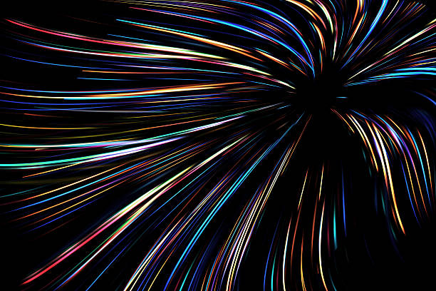 istock Abstract long exposure, colorful speed curve lines 585046596