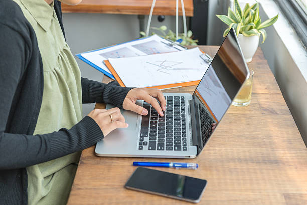 istock Using laptop for work is very popular in modern life 585047934