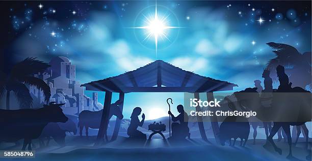 Nativity Christmas Scene Stock Illustration - Download Image Now - Nativity Scene, Jesus Christ, Bethlehem - West Bank