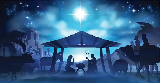 Vector illustration of Nativity Christmas Scene