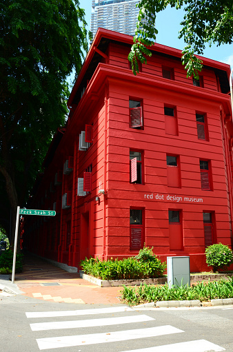 Singapore, Singapore - June, 6th 2016: Red Dot Museum in Singapore, design museum for any kind of design and award winning stuff. It is located in Maxwell Road.