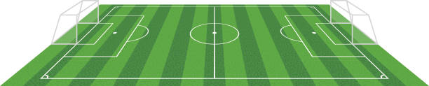 lapangan sepak bola rumput, ilustrasi vektor - court line ilustrasi stok