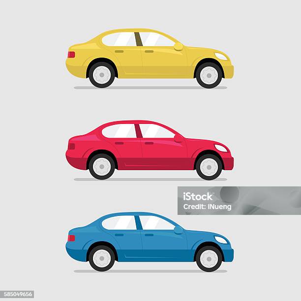 Autos Seitenansicht Vektor Flache Illustration Set Stock Vektor Art und mehr Bilder von Auto
