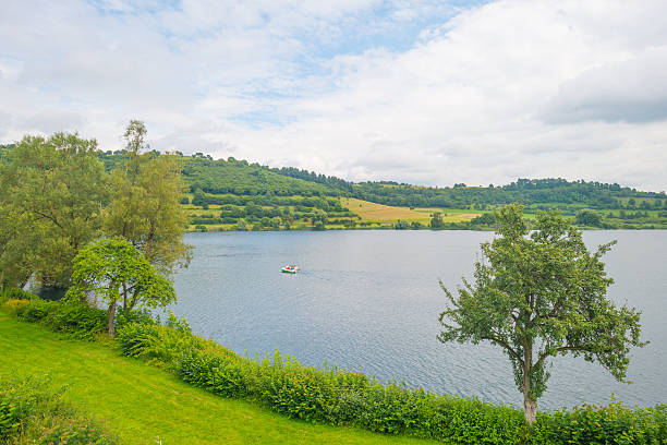 Volcanic crater lake in summer