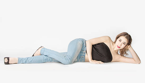 istock lady sexy post sleep one hand on floor 585051876