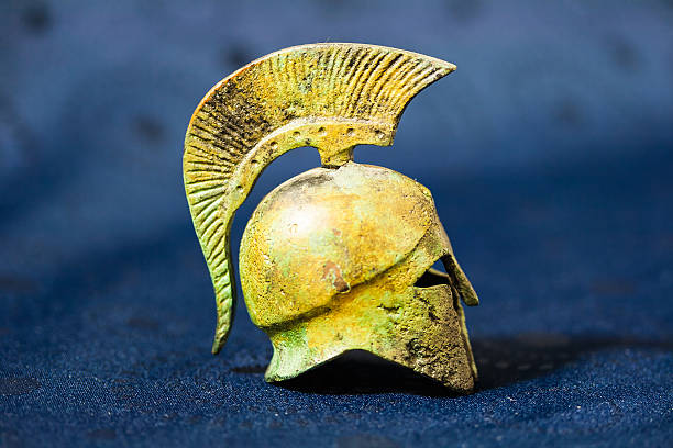 istock Ancient Greek battle helmet 585055648