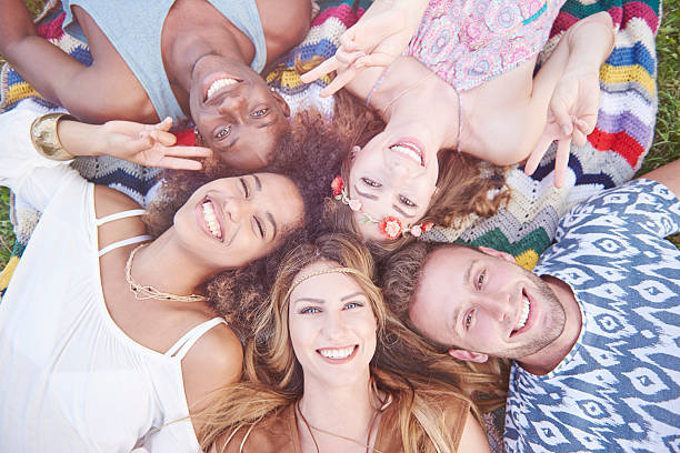 istock Friends resting on the comfortable blanket 585056216
