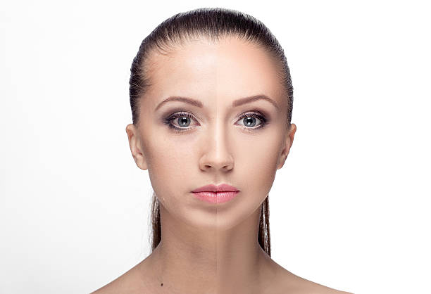 istock woman,  before and after retouch 585056570