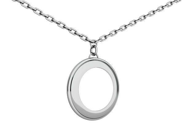 istock Silver Medallion on chain with Blank Space for Your Photo 585057596
