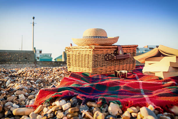 istock Relaxing evening having a picnic on the beach at Hove 585058586