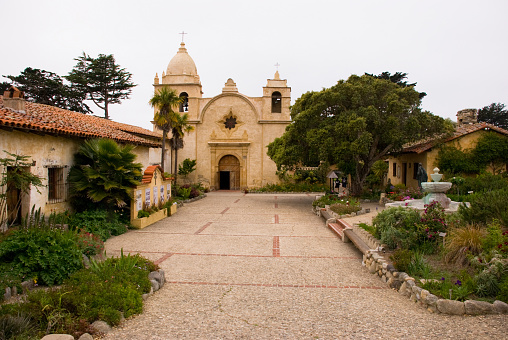 Carmel, USA - May 11, 2016: Courtyard of Old Carmel Mission in California, in May 2016.
