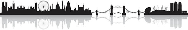 ilustrações de stock, clip art, desenhos animados e ícones de london (buildings are complete, moveable and highly detailed) - canary wharf london england docklands skyline