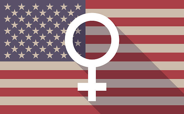 istock USA flag icon with a female sign 585062164