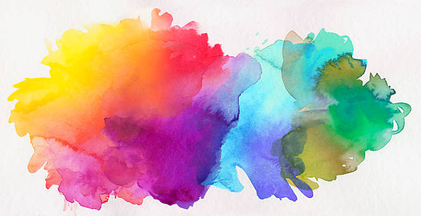 rainbow colored watercolor paints on paper vector art illustration