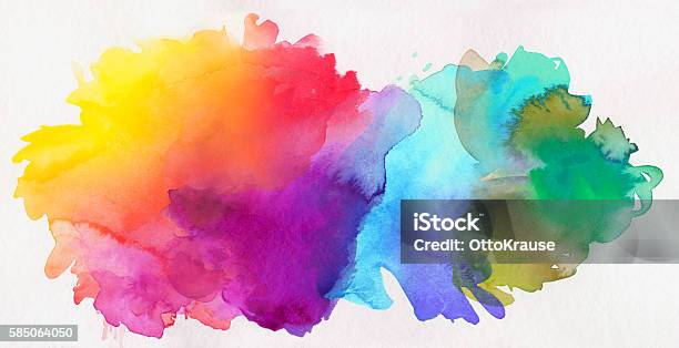 Rainbow Colored Watercolor Paints On Paper Stock Illustration - Download Image Now - Watercolor Paints, Watercolor Painting, Rainbow