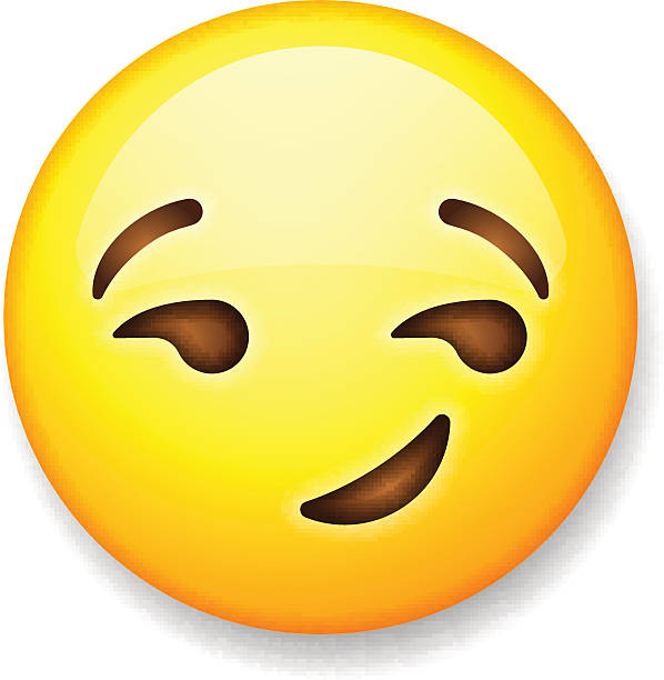 Emoji isolated on white background, emoticon smirking face Emoji isolated on white background, emoticon smirking face, vector illustration. smirk stock illustrations