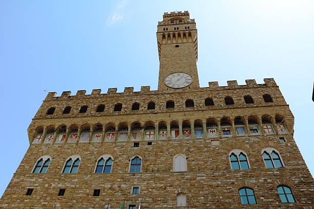 istock Upwards view to Palazzo Vecchio at Piazza della Signoria, Florence 585065174