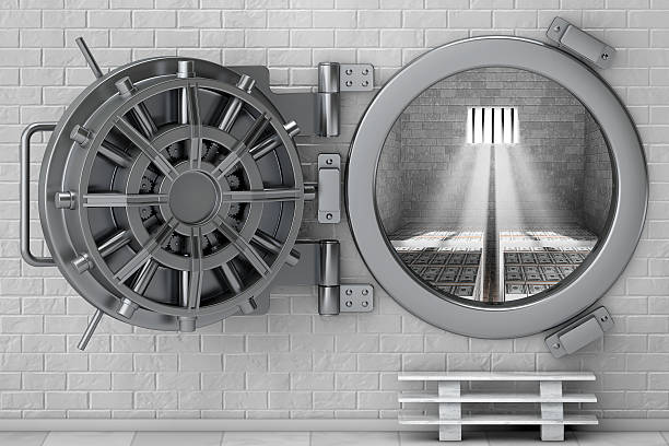 istock Metallic Bank Vault Door. 3d Rendering 585065478