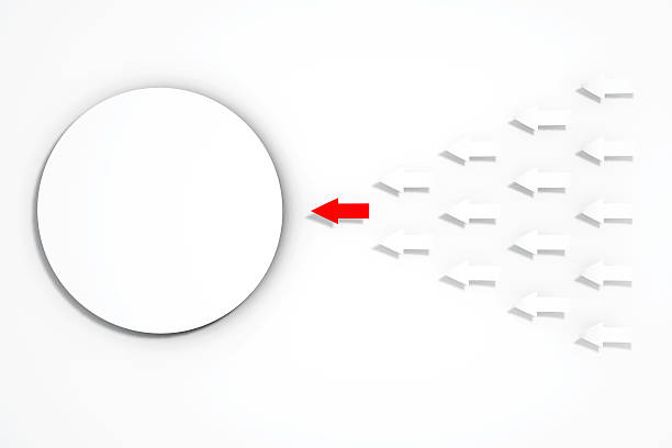 istock Paper Arrow Move to Blank Circle Paper. 3d Rendering 585065866