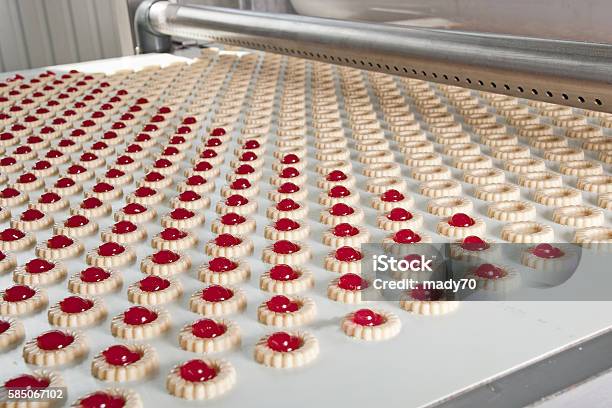 Cookies Baking Machine Stock Photo - Download Image Now - Food Processing Plant, Conveyor Belt, Factory