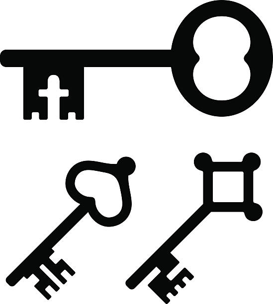 mittelalterliche schlüsselsymbole - silhouette security elegance simplicity stock-grafiken, -clipart, -cartoons und -symbole